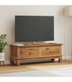 vidaXL TV Stand with Drawer Natural 110 x 35 x 40 cm Solid Teak Wood