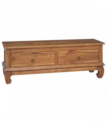 vidaXL TV Stand with Drawer Natural 110 x 35 x 40 cm Solid Teak Wood