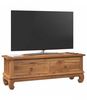vidaXL TV Stand with Drawer Natural 110 x 35 x 40 cm Solid Teak Wood