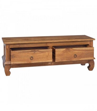 vidaXL TV Stand with Drawer Natural 110 x 35 x 40 cm Solid Teak Wood