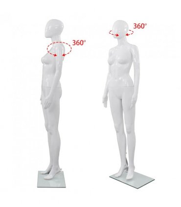 vidaXL Full Body Female Mannequin with Glass Base Glossy White 175 cm