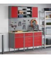vidaXL Work Cabinet with Drawer 7 pcs Red Engineered Wood and Steel
