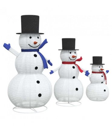 vidaXL Christmas Snowman Family with 270 LEDs 3 pcs Warm White Fabric