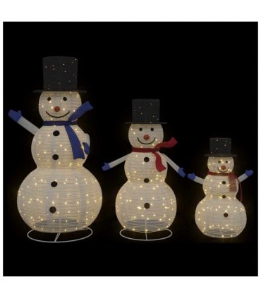 vidaXL Christmas Snowman Family with 270 LEDs 3 pcs Warm White Fabric