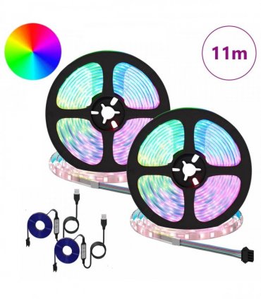 vidaXL LED Strip 2 pcs Black and Transparent 5500 mm