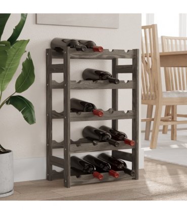 vidaXL Wine Rack for 20 Bottles Grey Solid Wood Pine