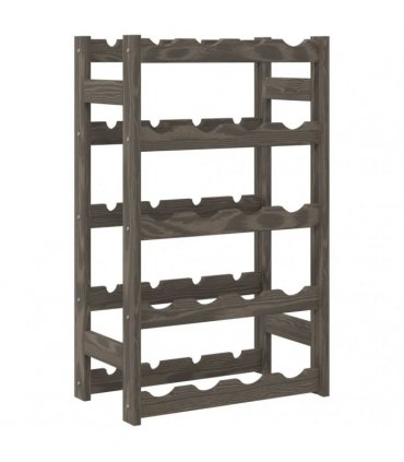 vidaXL Wine Rack for 20 Bottles Grey Solid Wood Pine