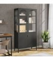 vidaXL Highboard Black 90x40x180 cm Glass and Steel