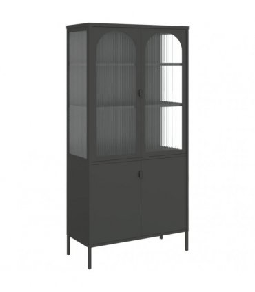 vidaXL Highboard Black 90x40x180 cm Glass and Steel