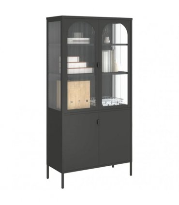 vidaXL Highboard Black 90x40x180 cm Glass and Steel