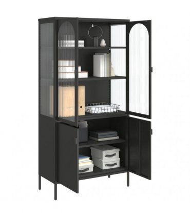 vidaXL Highboard Black 90x40x180 cm Glass and Steel