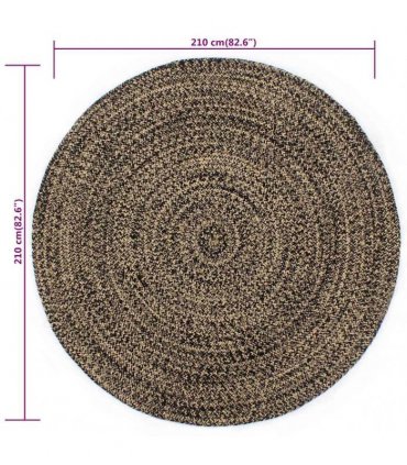 vidaXL Handmade Rug Jute Black and Brown 210 cm