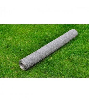 vidaXL Chicken Wire Fence Galvanised Steel 25x0.75 m Silver