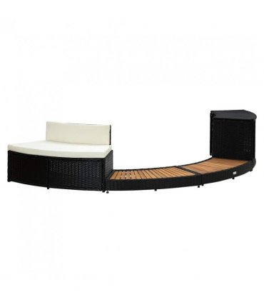 vidaXL Spa Surround Black Poly Rattan and Solid  Acacia Wood