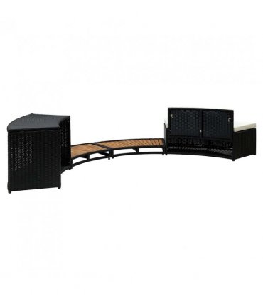 vidaXL Spa Surround Black Poly Rattan and Solid  Acacia Wood