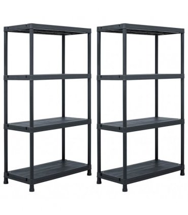 vidaXL Storage Shelf Racks 2 pcs Black 60x30x138 cm Plastic