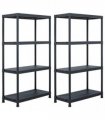 vidaXL Storage Shelf Racks 2 pcs Black 60x30x138 cm Plastic