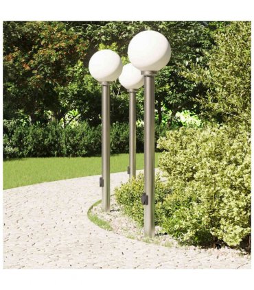 vidaXL Bollard Lights with Outlet 3 pcs 120 cm Stainless Steel IP44