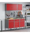 vidaXL Work Cabinet with Drawer 8 pcs Red Engineered Wood and Steel