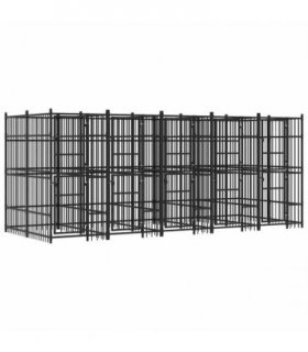 vidaXL Outdoor Dog Kennel Steel 9.22 m²