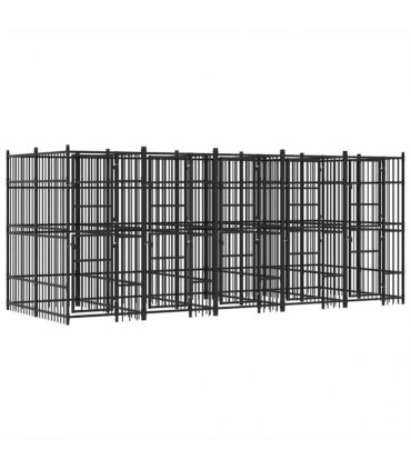 vidaXL Outdoor Dog Kennel Steel 9.22 m²