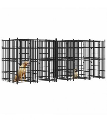 vidaXL Outdoor Dog Kennel Steel 9.22 m²