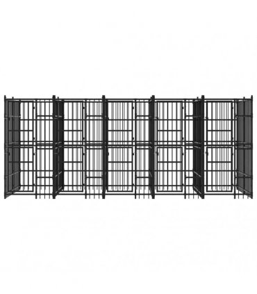 vidaXL Outdoor Dog Kennel Steel 9.22 m²