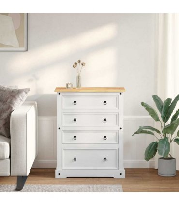 vidaXL Storage Chests Corona White 92 x 48 x 114 cm Solid Pine Wood