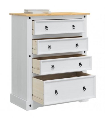 vidaXL Storage Chests Corona White 92 x 48 x 114 cm Solid Pine Wood