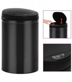 vidaXL Automatic Sensor Dustbin 30 L Carbon Steel Black