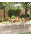 vidaXL Garden Dining Set 7 pcs Brown Solid Acacia Wood