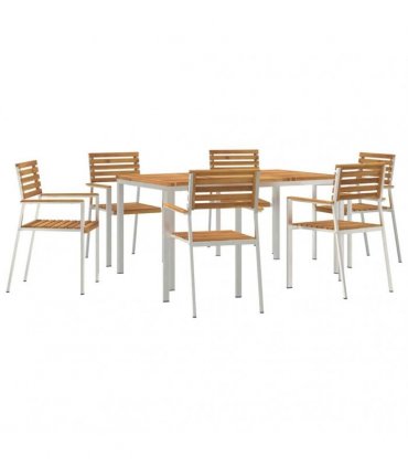 vidaXL Garden Dining Set 7 pcs Brown Solid Acacia Wood