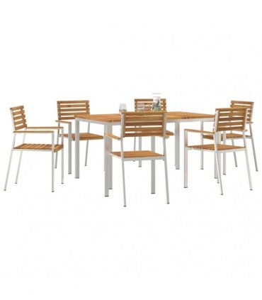 vidaXL Garden Dining Set 7 pcs Brown Solid Acacia Wood