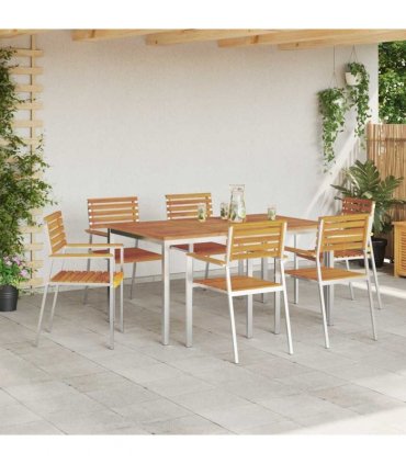 vidaXL Garden Dining Set 7 pcs Brown Solid Acacia Wood