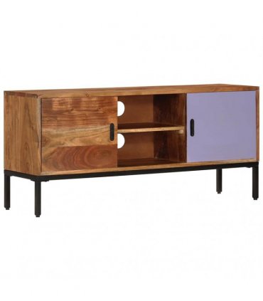 vidaXL TV Cabinet Honey Brown and Grey 110x30x50 cm Solid Wood Acacia