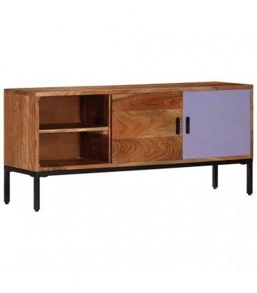 vidaXL TV Cabinet Honey Brown and Grey 110x30x50 cm Solid Wood Acacia