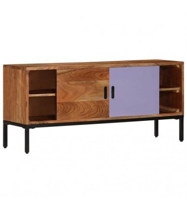 vidaXL TV Cabinet Honey Brown and Grey 110x30x50 cm Solid Wood Acacia
