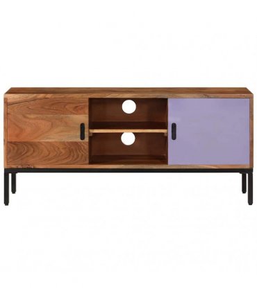 vidaXL TV Cabinet Honey Brown and Grey 110x30x50 cm Solid Wood Acacia