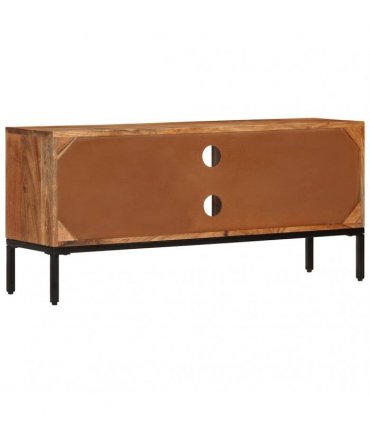 vidaXL TV Cabinet Honey Brown and Grey 110x30x50 cm Solid Wood Acacia