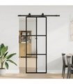vidaXL Sliding Door with Hardware Set Black 76x205 cm ESG Glass
