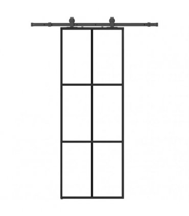 vidaXL Sliding Door with Hardware Set Black 76x205 cm ESG Glass