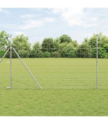 vidaXL Ground Fix Welded Wire Fence 25 x 1.5 m Galvanised Steel Silver
