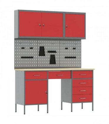 vidaXL Work Cabinet with Drawer 8 pcs Red Engineered Wood and Steel