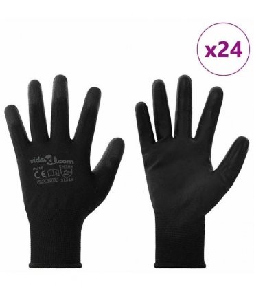 vidaXL Work Gloves 24 pcs Black 10 / XL Polyester