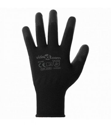 vidaXL Work Gloves 24 pcs Black 10 / XL Polyester