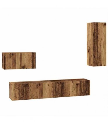 vidaXL Wall TV Cabinet Wall-mounted 4 pcs Old Wood Engineered Wood