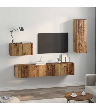 vidaXL Wall TV Cabinet Wall-mounted 4 pcs Old Wood Engineered Wood
