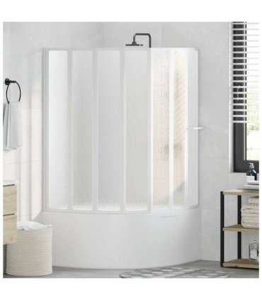 Shower Bath Screen Wall 140 x 168 cm 7 Panels Foldable with Towel Rack