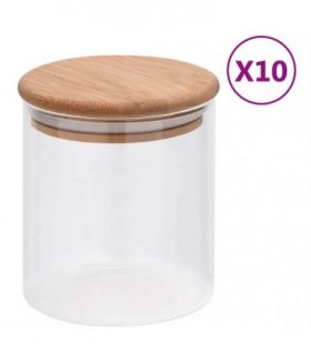 vidaXL Storage Glass Jars with Bamboo Lid 10 pcs 600 ml