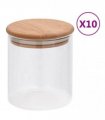 vidaXL Storage Glass Jars with Bamboo Lid 10 pcs 600 ml